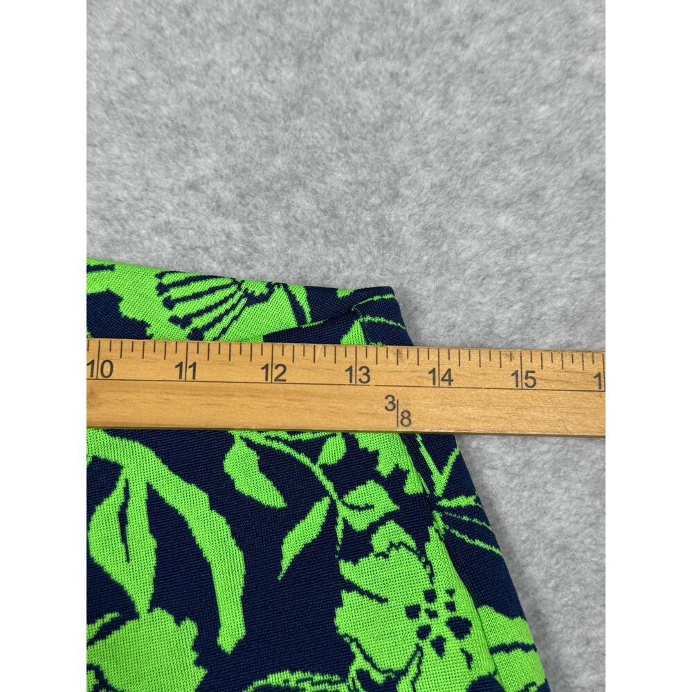 Zara Womens Size L Green Blue Jacquard Floral Print Flare Pull On Pants - Picture 5 of 9